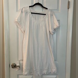 BLL white Flutter Sleeve Detailed Swing Dress for Women